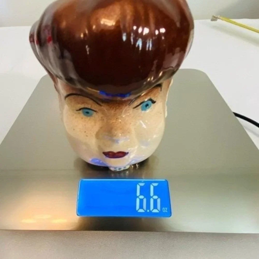 Vintage Ceramic Head Vase Mid Century Lady Brown Bouffant Hair 4.375in MCM 50s